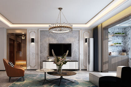 高新区凤凰国际180㎡三室两厅新中式风格装修案例