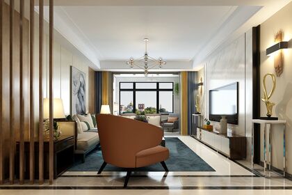 历下区名悦山庄143㎡三室两厅现代轻奢风格装修案例