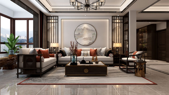 齐河奥昌国际三室两厅170㎡新中式风格装修案例