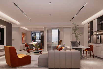 市中区领秀城柏樾139㎡三室两厅现代轻奢风格装修案例