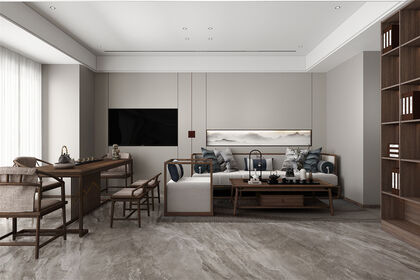 章丘区龙泉国际150㎡三室两厅新中式风格装修案例